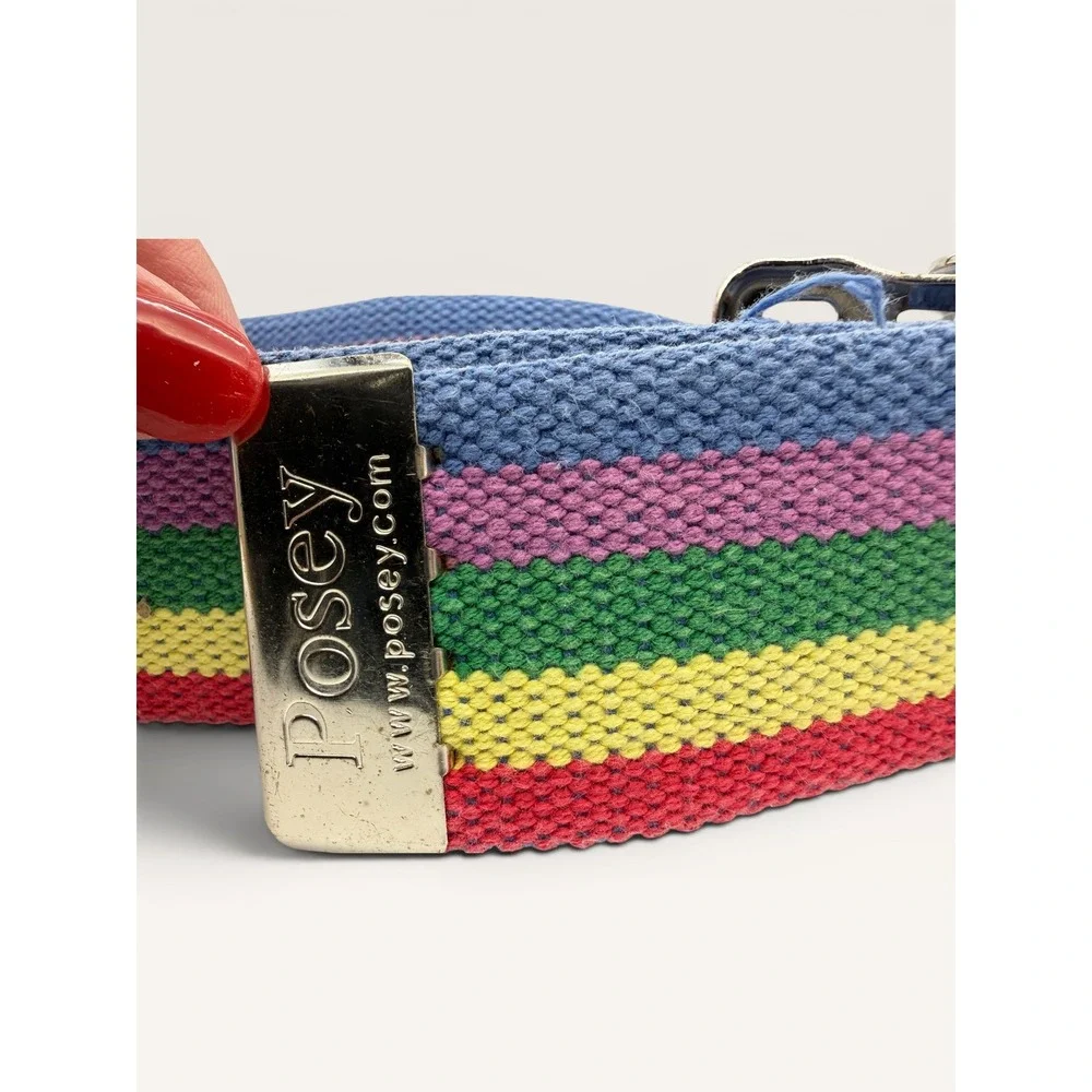 Posey Rainbow Striped Belt Cotton Webbing Quick Release Buckle 46